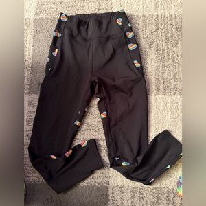 POP Fit Black Leggings with Colorful Heart Accents